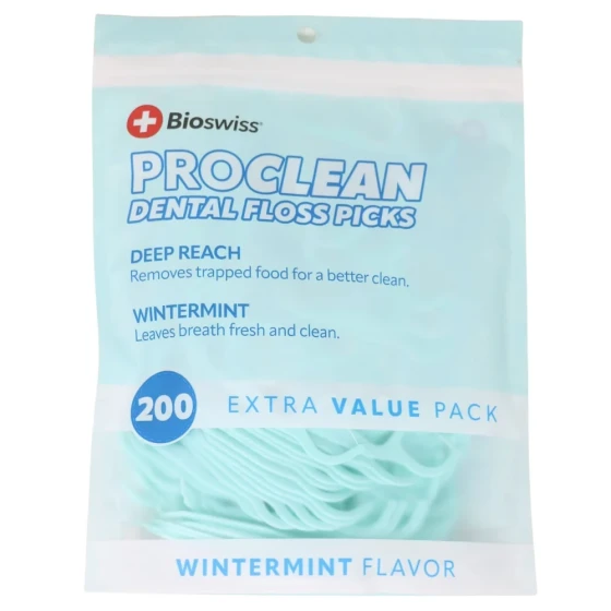 BIO SWISS PRO CLEAN DENTAL FLOSS PICKS 200 PACK