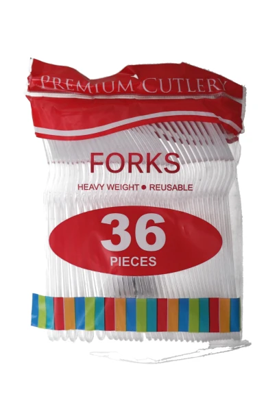 PLASTIC FORKS CLEAR 7IN 36PC