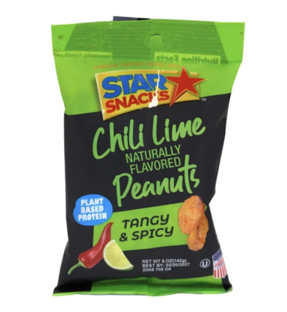 STAR SNACK CHILI LIME PEANUTS TANGY AND SPICY 5 OZ