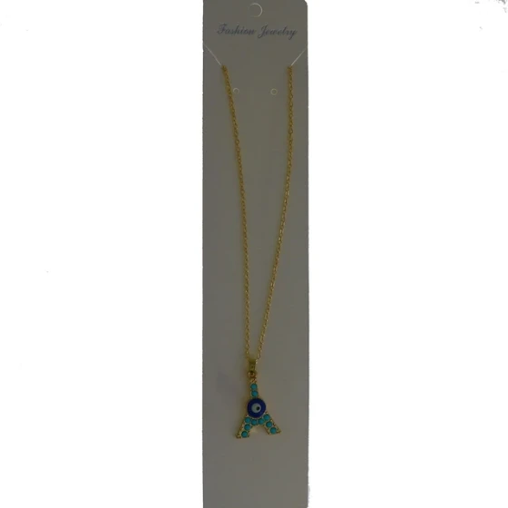 GOLD BLUE EYE TRUQUOISE TOWER NECKLACE