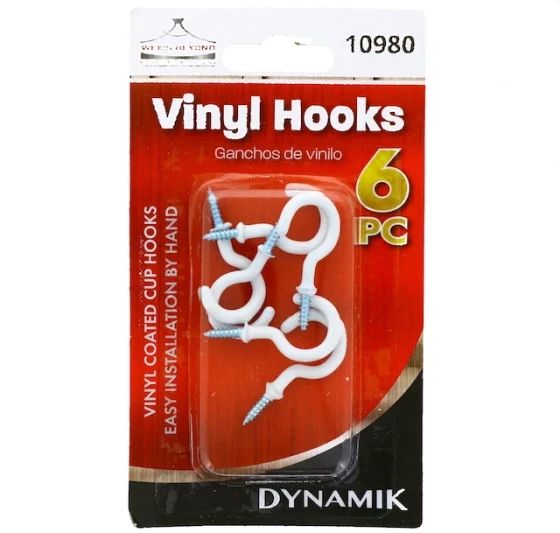 WHITE CUP HOOKS 6 PACK