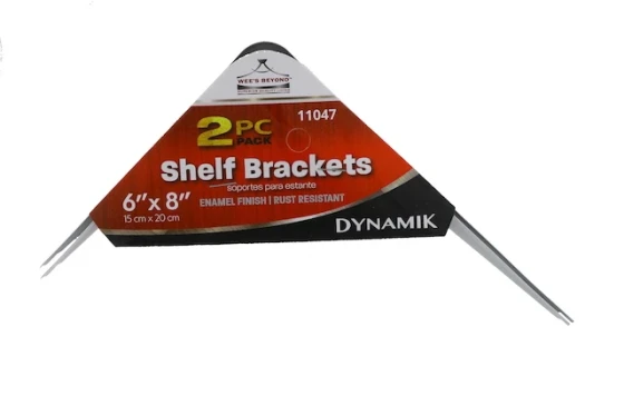 SHELF BRACKETS WHITE 2 PACK 6 X 8 INCH