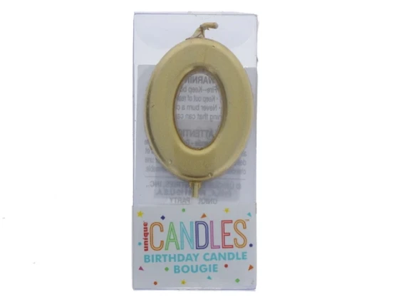 Small Gold Molded Birthday Candle # 0