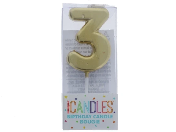 Small Gold Molded Birthday Candle # 3