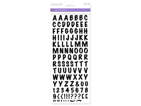 BLACK CAPS FONT PAPER CRAFT STICKER
