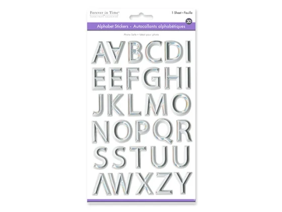 WHITE WITH SILVER FOIL PAPER CRAFT STICKER 3D ALPHA