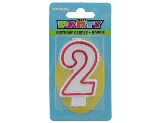 Red and White Molded Birthday Candle # 2
