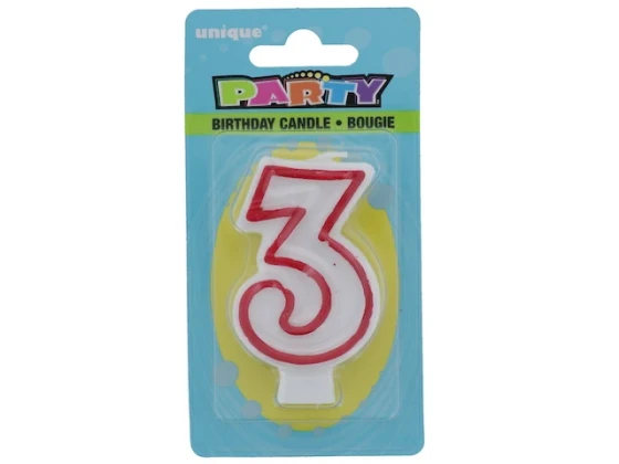 Red and White Molded Birthday Candle # 3