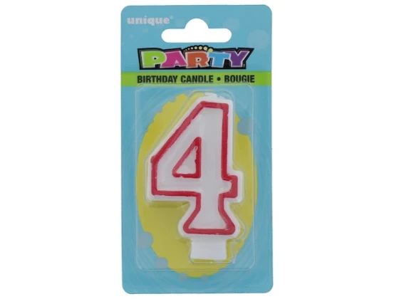 Red and White Molded Birthday Candle # 4