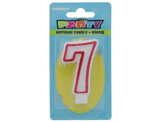 Red and White Molded Birthday Candle # 7