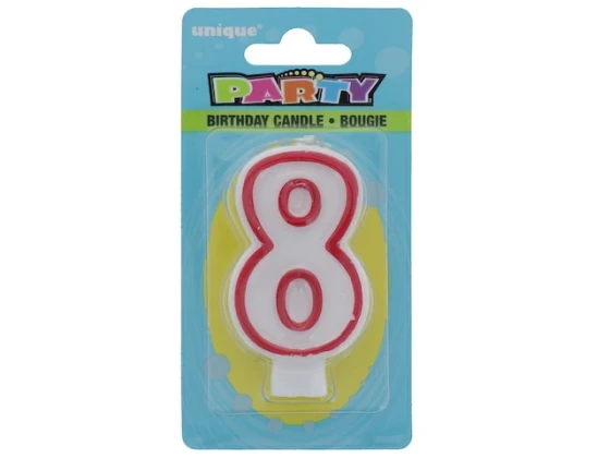 Red and White Molded Birthday Candle # 8