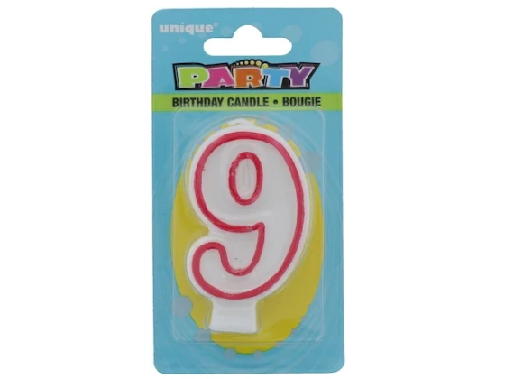 Red and White Molded Birthday Candle # 9