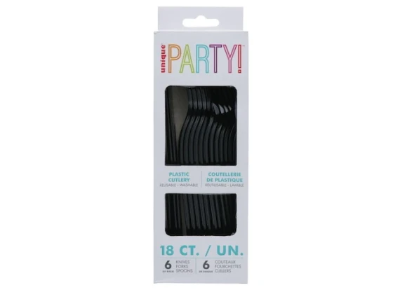BLACK PLASTIC CUTLERY 18 COUNT