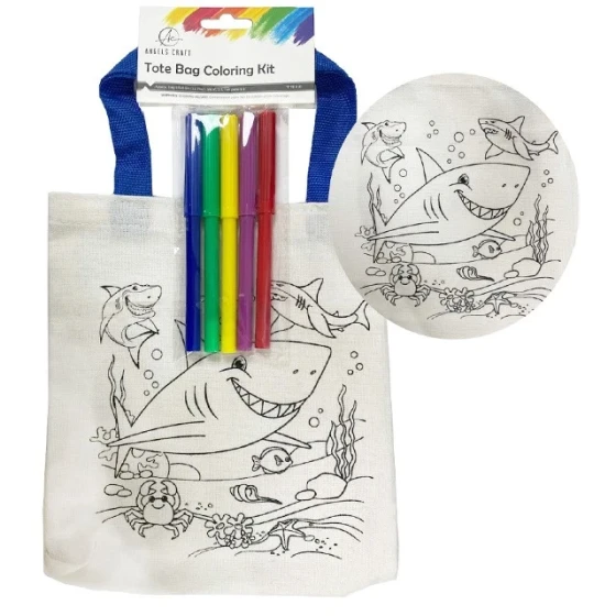 TOTE BAG SHARK COLORING KIT