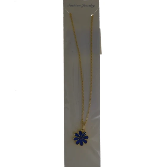 EVIL BLUE EYE GOLD FLOWER NECKLACE
