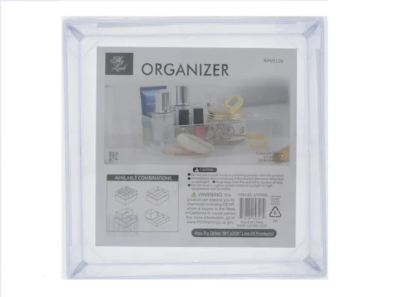 TEMPURED PLASTIC SQUARE MAKEUP ORGANIZER