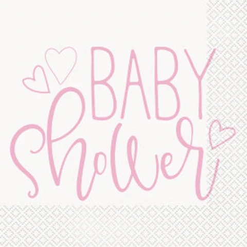 PINK BABY SHOWER LUNCHEON NAPKINS 16 CT