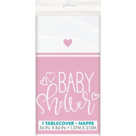 PINK BABY SHOWER PLATIC TABLE COVER