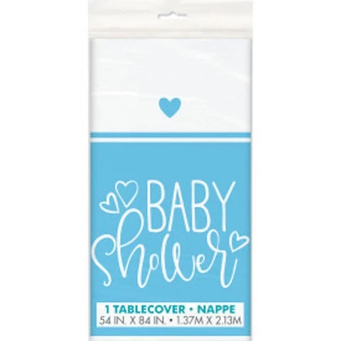 BLUE BABY SHOWER PLASTIC TABLE COVER