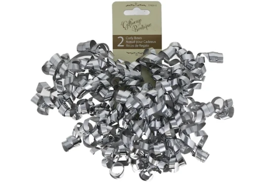 SILVER 2 PACK CURLY BOWS