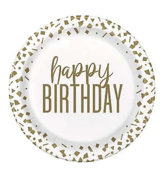 CONFETTI GOLD PLATE 7 INCH 8 PACK