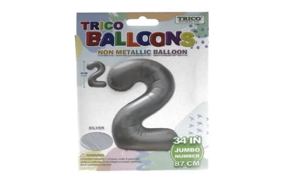 SILVER #2 34 INCH NON METALLIC BALLOON