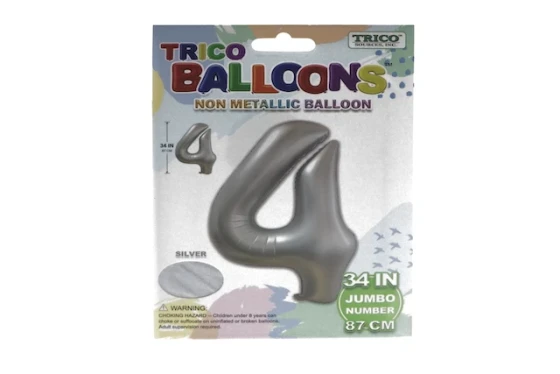 SILVER #4 34 INCH NON METALLIC BALLOON