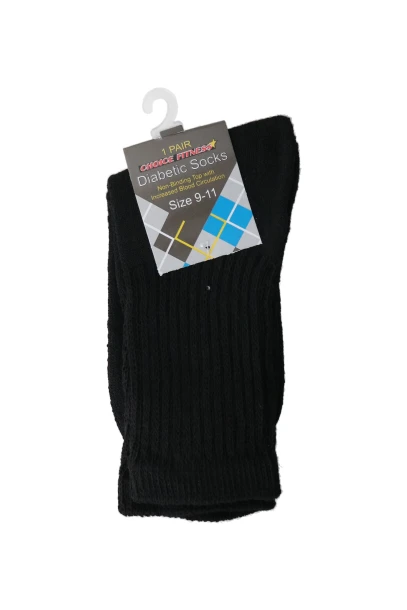 DIABETIC CREW BLACK SOCKS