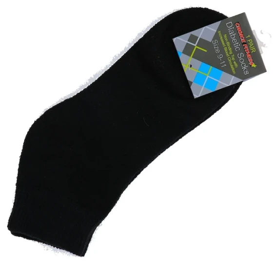 BLACK DIABETIC ANKLE SOCKS SIZE 9-11