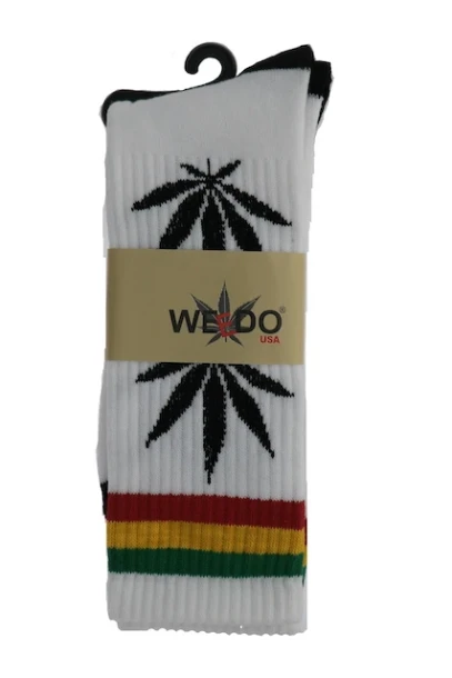 WHITE AND BLACK RASTA WEED SOCKS