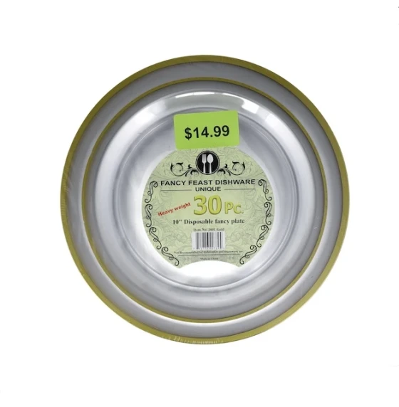 GOLD CLEAR DINNER PLATES 30 PACK