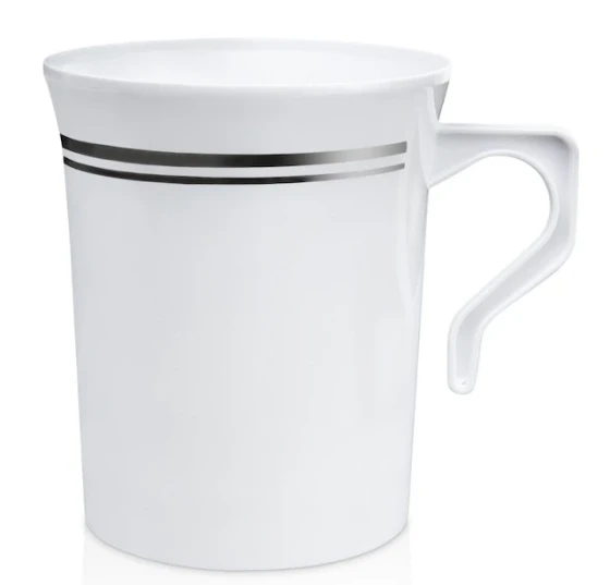 SILVER WHITE TEA CUPS 20 PACK
