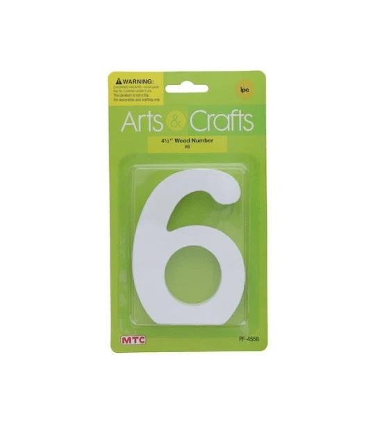 -#6 11CM WHITE WOOD NUMBER-#6 XXX