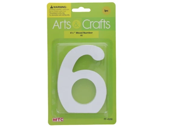 11CM WHITE WOOD NUMBER 6