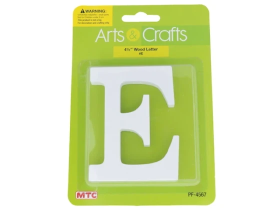 11CM WHITE WOOD LETTER - E