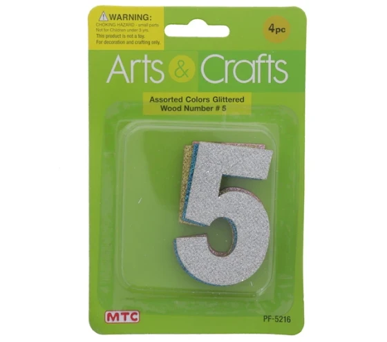 Number 5 GLITTER WOOD NUMBER XXX