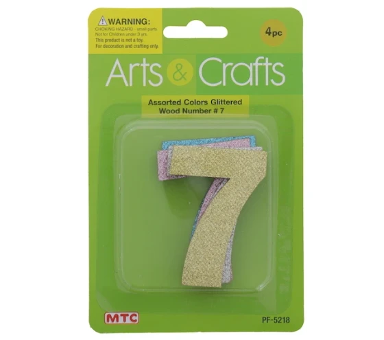 Number 7 GLITTER WOOD NUMBER XXX