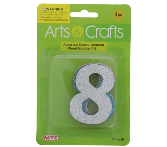 Number 8 GLITTER WOOD NUMBER XXX
