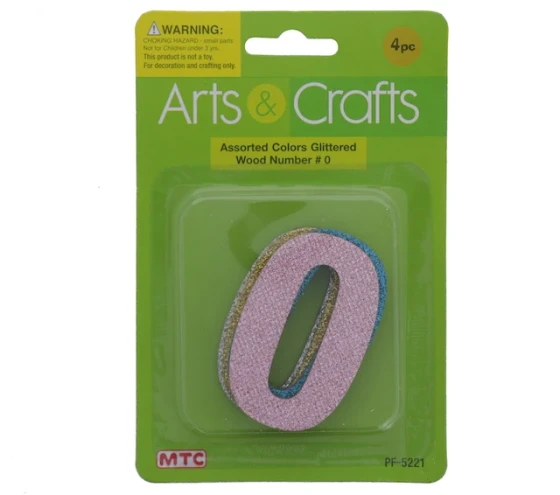 Number 0 GLITTER WOOD NUMBER XXX