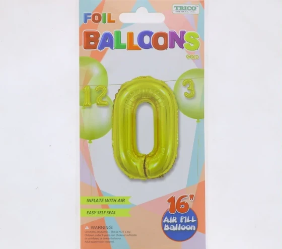 #0 GOLD 16 INCH AIR FILLED BALLOON