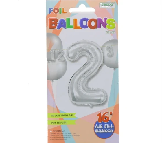 SILVER 16 INCH AIR FILLED BALLOON