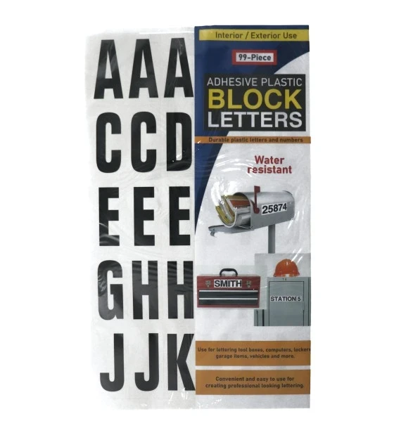 ADHESIVE PLATIC BLOCK LETTERS