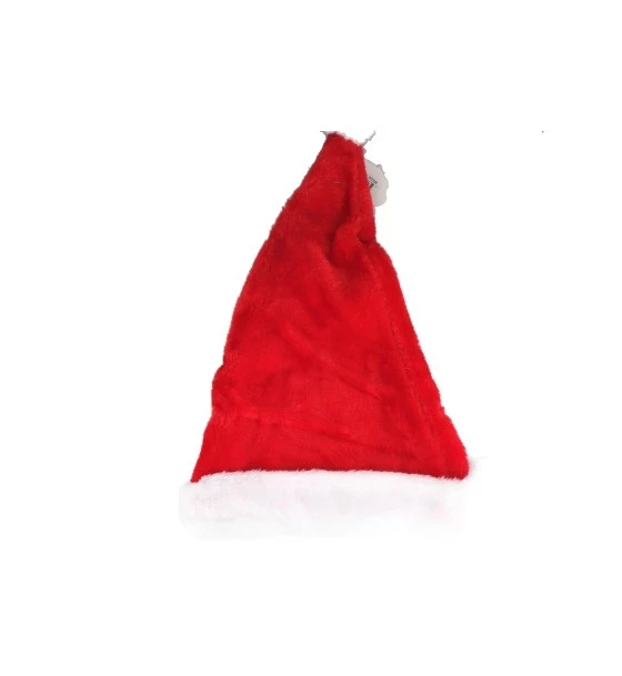 SANTA HAT; FOLD-OVER HQ PLUSH W/ FUR