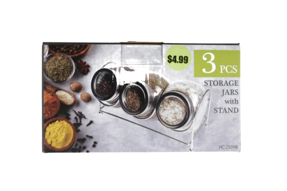 3 PCS STORAGE JARS WITH STAND