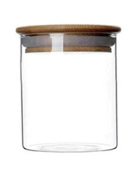 GLASS CONTAINER WITH WOODEN LID 16.9 FL OZ