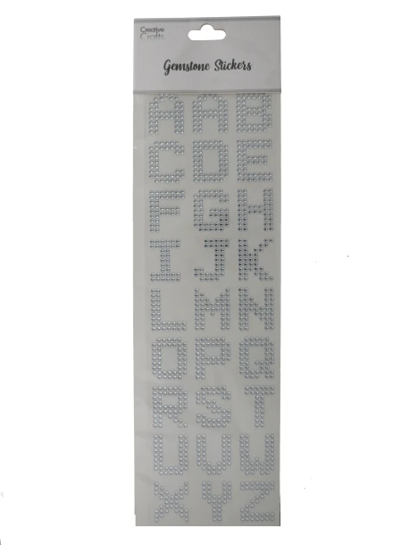 SILVER ALPHABET GEMSTONE STICKERS