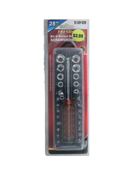 BIT AND SOCKET HEX HANDLE HANING HOLE 28 PCS