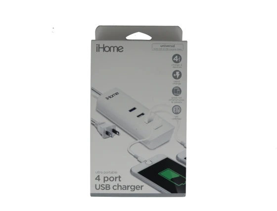 IHOME 4 PORT USB CHARGER WHITE