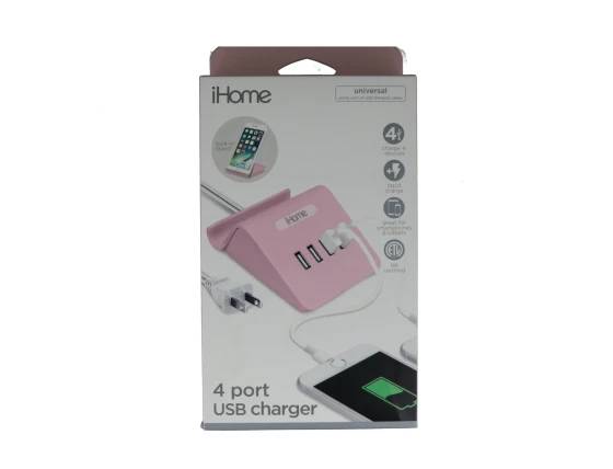 IHOME 4 PORT USB CHARGER PINK