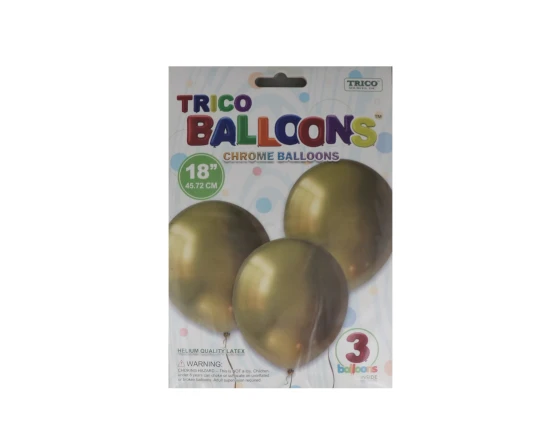 GOLD 18 INCH CHROME LATEX BALLOON